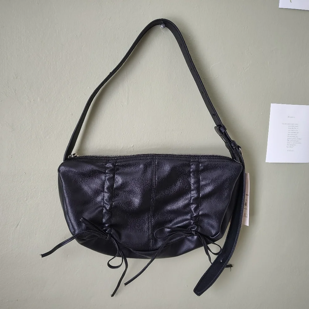 *NWT* No Boundaries Black Faux Leather Hobo Purse